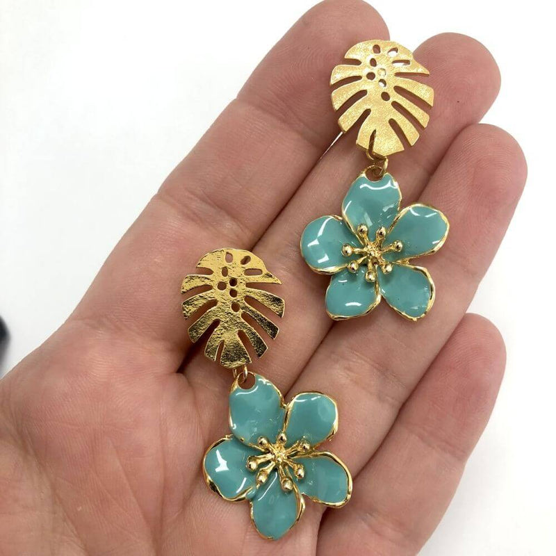 24Kt Gold Plated Brass Leaf Stud Earrings, 2 pcs in a pack,