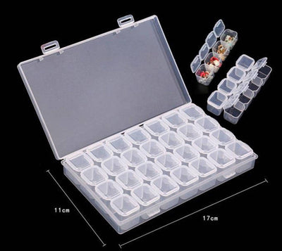 Bead Container, 28 Slots Clear Plastic Empty Storage Box, Nailart Rhinestone Tools, Jewelry Beads Display Storage Box, Case Organizer Holder