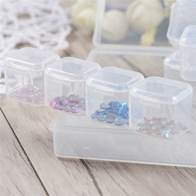 Bead Container, 28 Slots Clear Plastic Empty Storage Box, Nailart Rhinestone Tools, Jewelry Beads Display Storage Box, Case Organizer Holder