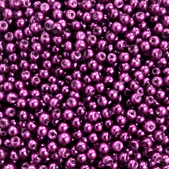 Perles de verre nacrées 4 mm, couleur violette