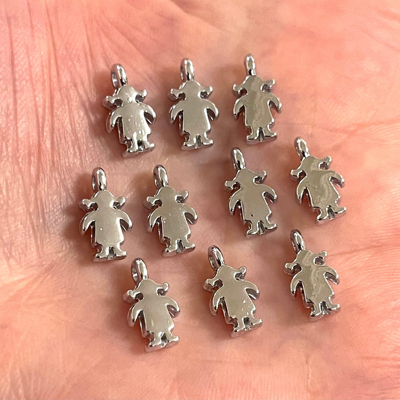 Silver Plated Girl Charms, 10 pcs in a pack